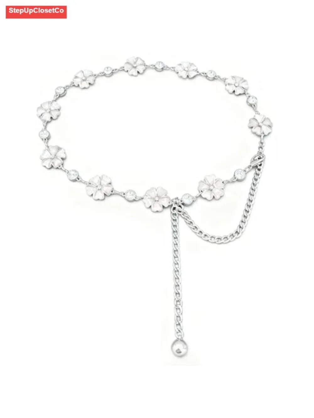 Women's Adjustable Rhinestone Metal Waist Chain Belt for Dresses